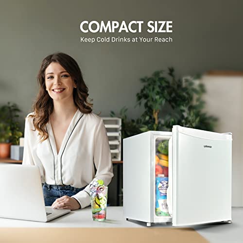 Upstreman 1.7 Cu.ft Mini Fridge with Freezer, Adjustable Thermostat, Energy Saving, Low Noise, Single Door Compact Refrigerator for Dorm, Office, Bedroom, White-FR17