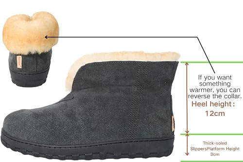Men's Sheepskin Boot Slippers Indoor Outdoor Ankle Booties with