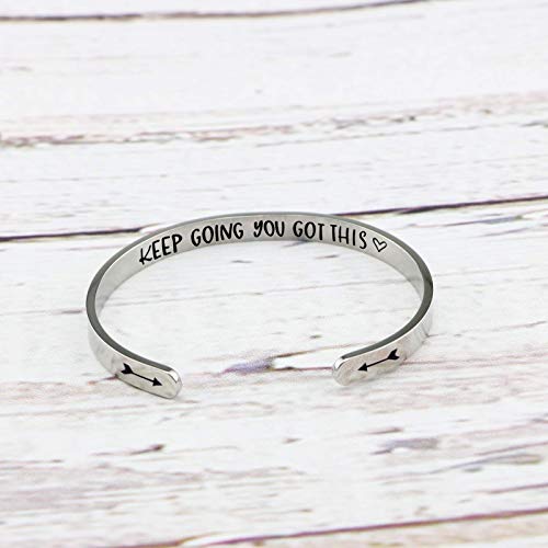 Keep Going You Got This Cuff Bracelet, Inspirational Motivational Gift, Friends BFF Sisters Encouragement Gift,Uplifting Gift for Her, Strength Jewelry, Arrow Symbols, Secret Message