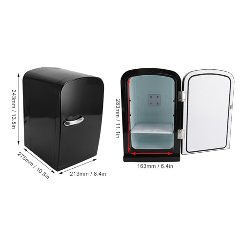 Mini Portable Compact Personal Fridge Cools & Heats, 6 Liter Capacity Compact Mini Refrigerators for Food, Drinks, SkinCare, Office Desk(US Plug AC 110V)