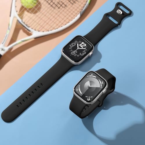 Sport Band Compatible with Apple Watch Band 44mm 40mm 45mm 42mm 38mm 41mm 49mm, Soft Silicone Waterproof Replacement Strap for iWatch Apple Watch Series 9 8 7 6 5 4 3 2 1 SE Ultra Women Men