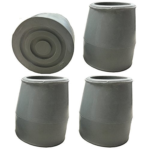 PCP Replacement Walker or Commode Tips, 1 inch / 2.5 cm Diameter (Gray, Set of 4)