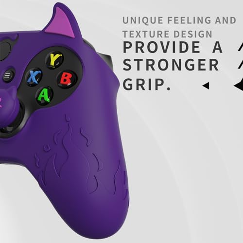 PlayVital Cute Demon Silicone Cover for Xbox Series X/S Controller, Kawaii Anti-Slip Controller Skin Grip Protector for Xbox Core Wireless Controller with Thumb Grip Caps - Purple