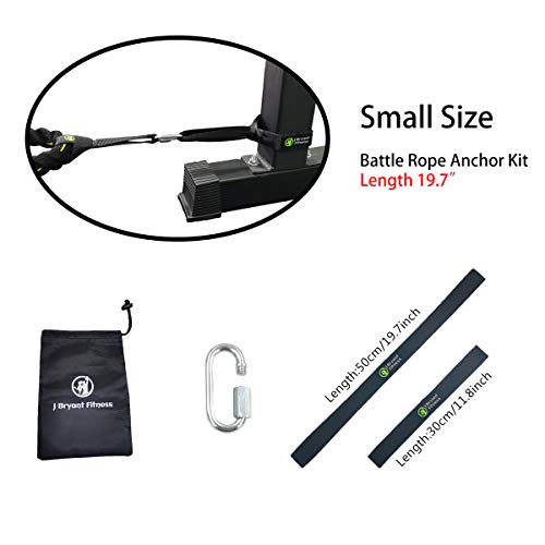 J Bryant Fitness Extra Length Outdoor Battle Rope Anchor Strap Kit Accessories Sport for Rope Easy Setup Home Gym Muscle Workout Equipment | 19" | 31" | 59" Length