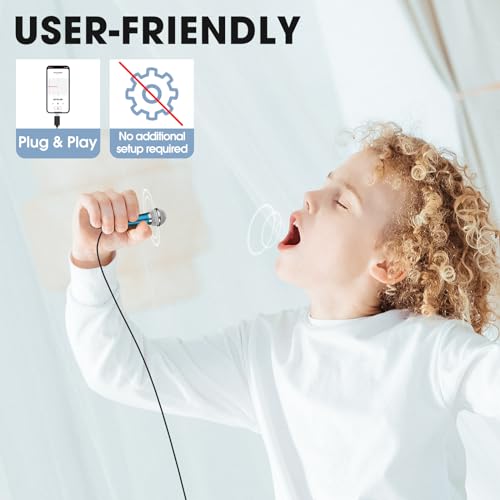 Mini Microphone for iPhone iPad Small ASMR Tiny Microphone for Voice Video Recording Singing, Vlogging, Podcasting YouTube (1 PCS Blue)