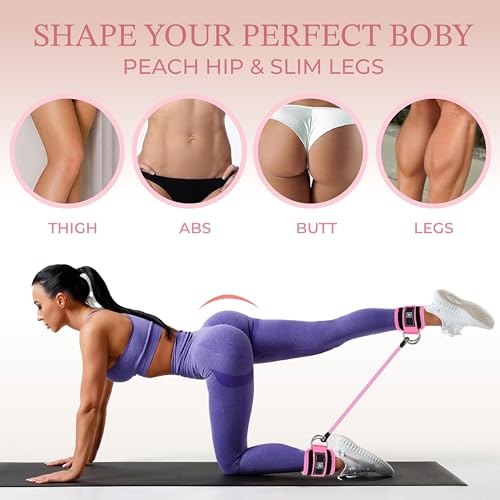 12 pcs Ankle Resistance Bands with Cuffs, 5 Mini Loop Bands, Ankle Bands for Working Out, Resistance Bands for Leg Butt Workout Equipment, Butt Bands for Working Out Women, Glutes Workout Equipment