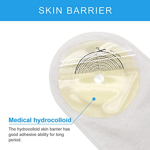 Colostomy Bags, 20Pcs Ostomy Supplies for Ileostomy Stoma Care, Ostomy Bag with Clamps, One Piece Drainable Colostomy Supplies Max Cut 70mm