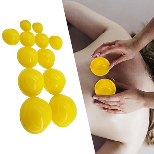 12Pcs Vacuum Cupping Cup Silicone Cupping Professional Personal Care Accessory Efficient Easy to Clean Silicone Can Puller, Yellow