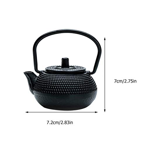 Alipis Iron Tea Kettle Tea Small Tea Kettle Cast Iron Teapot Dollhouse Furniture Model Tabletop Decoration, 2.83X2.75X1.69 in