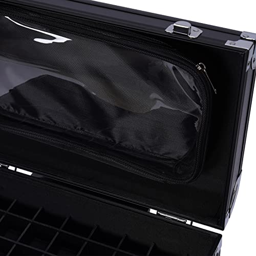 Rolling Makeup Case 3-Tier Cosmetic Trolley Case Large Professional Salon Storage Organizer with Adjustable Divider for Beauty Personal Care (Black)
