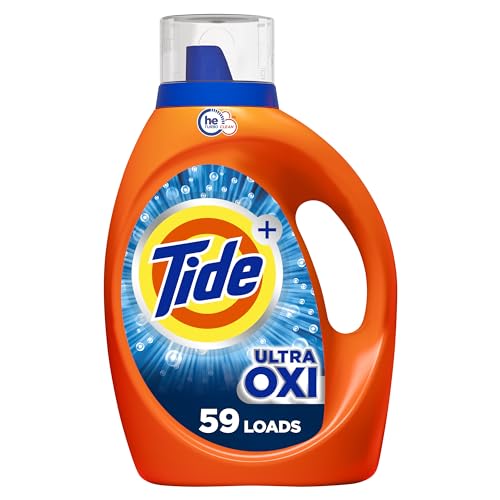 Tide Ultra Oxi Laundry Detergent Liquid Soap, High Efficiency (HE), 59 Loads, Blue, 92 fl oz (Pack of 1)