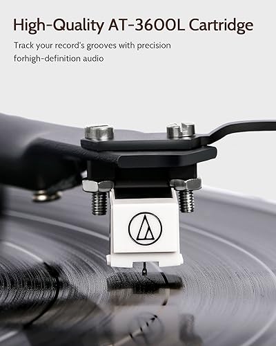 1 by ONE Bluetooth Turntable HiFi System with 36 Watt Bookshelf Speakers, Patend Designed Vinyl Record Player with Magnetic Cartridge, Bluetooth Playback and Auto Off
