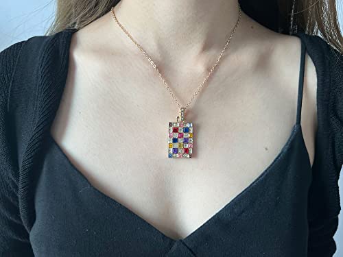 3 Pieces Fashion Noble Women Colorful Crystal Necklace Earrings Set Jewelry Pendant for Women Wedding Party Jewellery Gift