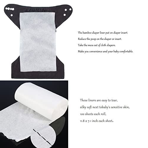 ALVABABY Diaper Liners 4 Rolls for Baby Cloth Diaper 11.8 x 7.1 Inch Disposable Natural Soft Compostable Fragrance Free and Chlorine Free 400 Sheets