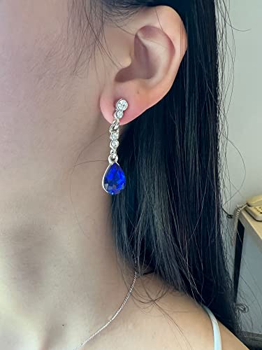 4 Pieces Fashion Teardrop Crystal Rhinstone Pendant Necklace Earring Bracelet Jewelry Set for Women Lady Wedding Birthday Party Prom Gifts