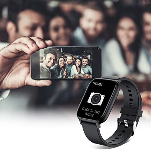 Smart Watch for Men Women Compatible with iPhone Samsung Android Phone 1.69 inch Full Touch Screen IP68 Waterproof Bluetooh Fitness Tracker Heart Rate / Sleep Monitor, Black