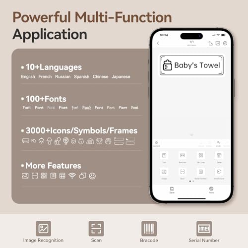 NIIMBOT D110 Label Maker Machine with Tape, Small Thermal Sticker Printer with 0.59''x1.18'' Labels, Portable Bluetooth Connection, Monochrome