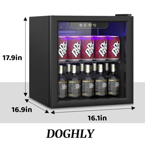 1.3 Cu.ft Beverage Refrigerator Cooler, 60 Can Mini Fridge with Glass Door, Digital Temperature Display for Soda, Beer or Wine For Office or Bar with Adjustable Removable Shelves