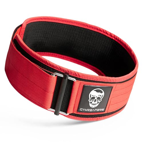 Gymreapers Quick Locking Weightlifting Belt for Bodybuilding, Powerlifting, Cross Training - 4 Inch Neoprene with Metal Buckle - Adjustable Olympic Lifting Back Support