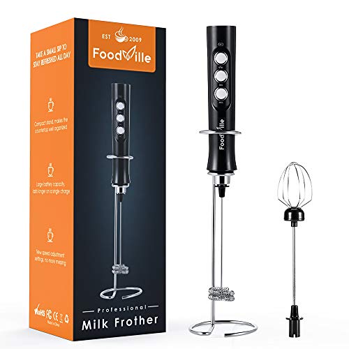 MF02 Rechargeable Milk Frother Handheld Foam Maker with Stainless Whisk for Cappuccino, Latte, Bulletproof Coffee, Keto Diet, Protein Powder, Matcha