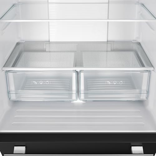 Forno 36'' Espresso Gallipoli French Door Stainless Steel Refrigerator - 17.5 Cu.ft Kitchen Fridge with LED Display and Ice Maker - Frost-free Swing Double Door Fridge with Inverter Compressor, Black