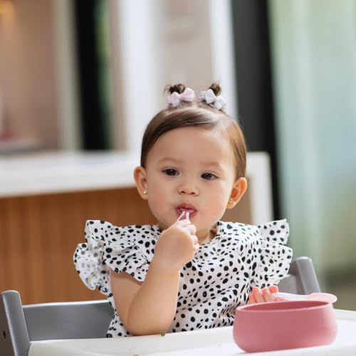 NumNum Suction Bowls | Extra Strong Suction | Non-Slip Design | Durable 100% Food Grade Silicone BPA-Free | for Babies & Toddlers 4 months+, 2 Baby Bowls (Mauve/White)
