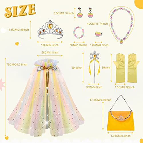 Meland Princess Dress up Clothes for Little Girl, 11Pcs Princess Cape with Crown, Princess Dresses for Girl 3-8 Birthday Gift