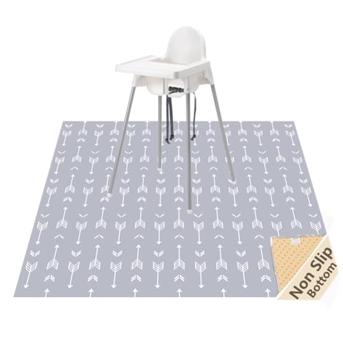 51" Splat Mat for Under High Chair/Arts/Crafts, WOMUMON Baby Washable Spill Mat Waterproof Anti-Slip Floor Splash Mat, Portable Play Mat and Table Cloth (Arrow, 51")
