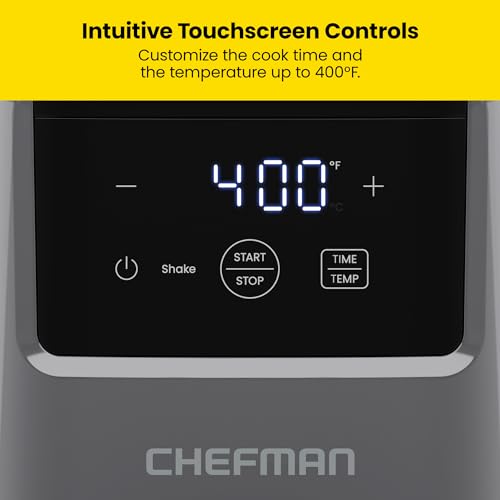 CHEFMAN 2 Qt Mini Air Fryer – Digital Space-Saving Compact Air Fryer with Nonstick and Dishwasher Safe Basket, Quick & Easy Meals in Minutes, Features Digital Timer and Shake Reminder – Grey