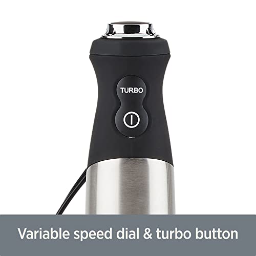 All-Clad Electrics Stainless Steel Immersion Blender 2 Piece Turbo Function 600 Watts Detachable, Variable Speed Control, Hand Blander, 9-1/4-inch
