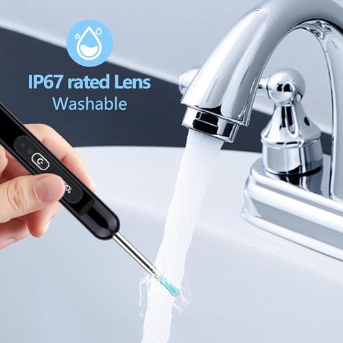 Ear Wax Removal Camera,Newly Upgraded 1080P Earpick,with IP67 Waterproof Lens,6 LED Lights,8Pcs Ear Care Kit for Daily Use,Wireless Visual Ear Scoop Tool for Android and iPhone Tablets,Black