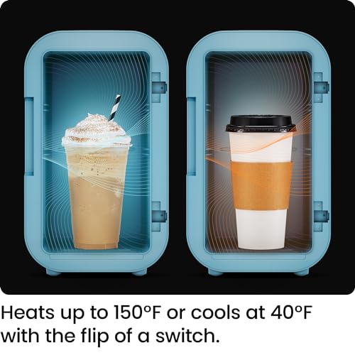Iceman Portable Mini Fridge - Fits 8 x 12 oz Cans, Cooler and Heater Mini Fridge for Bedroom, Car, Office, Dorm and Skincare, AC/DC Car Plug-Compatible - Blue