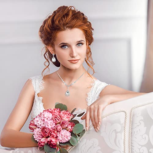 Yolev Bridal Wedding Jewelry Set for Wedding Simple Teardrop Dangle Crystal Prom Women's Bridesmaid Jewelry Set for Wedding Party