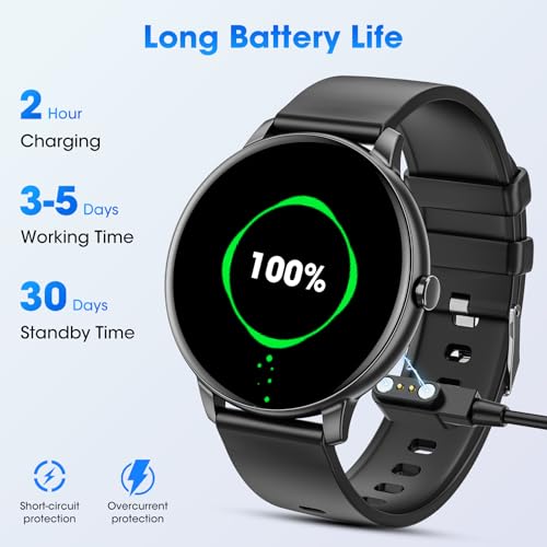 Smart Watch for Men Women (Answer/Make Calls), Smartwatch for Android iPhone, 1.39" Fitness Tracker with Heart Rate Blood Oxygen Sleep Monitor Pedometer (Black)