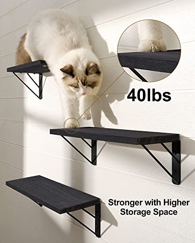BAYKA Wall Shelves for Bedroom Decor, Floating Shelves for Wall Storage, Wall Mounted Rustic Wood Shelf for Books,Plants,Small Wall Shelf for Bathroom,Kitchen,Living Room(Black，Set of 3)
