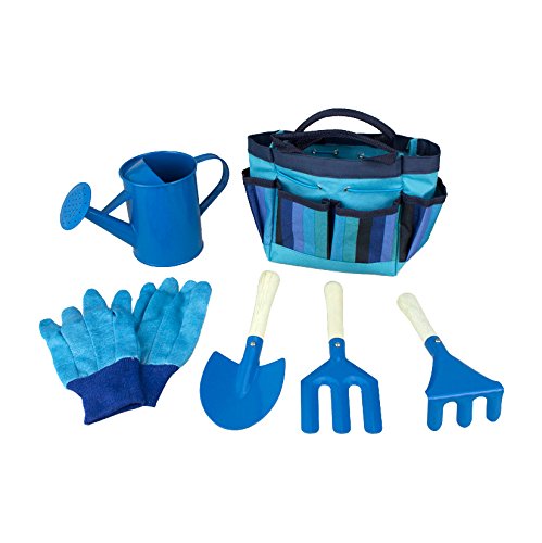 Gardening Tool Set for Kids - Toy Shovel Gardening Set - Outdoor Toy with Carrying Bag - Blue