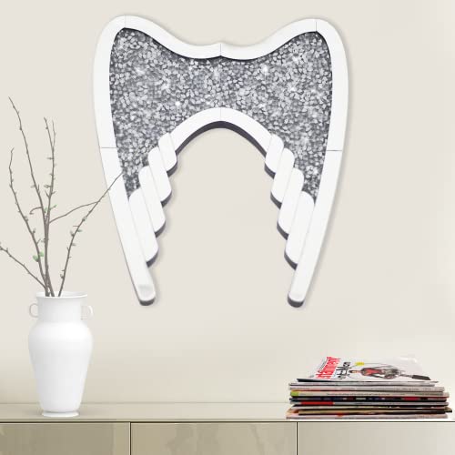 Guardian Angel Wing Crystal Rhinestone Diamond Glass Mirror for Home Decoration Wall Hang Mirror Glass Diamond Décor