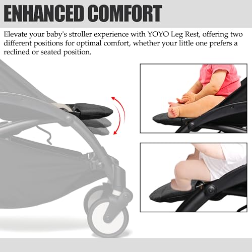 Baby Leg Rest with Padded Cover Compatible with Babyzen YOYO Stroller Footrest 12.5 Inch Long Extend Infant Pram Footboard Provide Additional Comfort in Stroller - Black