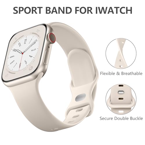 DaQin Sport Band Compatible with Apple Watch Band 38mm 40mm 41mm 42mm 44mm 45mm 49mm for Women Men, Soft Silicone Waterproof Replacement Strap for Apple Watch SE iWatch Series 9 Series 8 Series 7 6 5 4 3 2 1 Ultra/Ultra 2