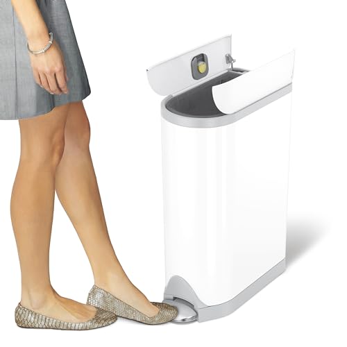 simplehuman Diaper Can, 18 Liter/ 4.8 Gallon, White Stainless Steel