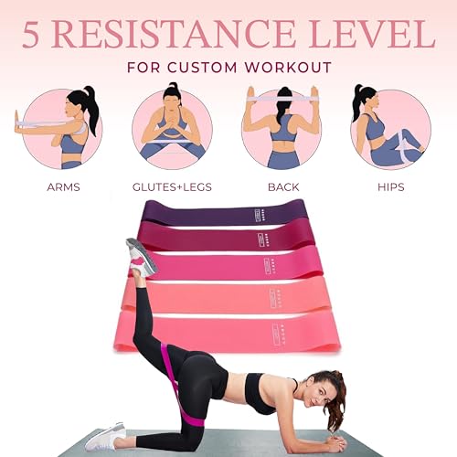 12 pcs Ankle Resistance Bands with Cuffs, 5 Mini Loop Bands, Ankle Bands for Working Out, Resistance Bands for Leg Butt Workout Equipment, Butt Bands for Working Out Women, Glutes Workout Equipment
