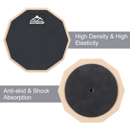 EASTROCK Practice Drum Pad, 6 Inches Double Sided Silent Drum Pad, Rubber Dumb Drum for Beginners,Black