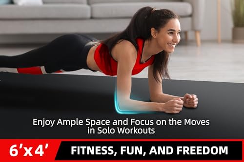 Large Exercise Mat for Home Workout,12‘x6’/10'x6'/9'x6'/8'x6'/7'x5'/6'x4' (7mm) Extra Thick Workout Mat, High-Density Gym Mat for Cardio, Jump Rope, MMA, Weights (Shoe-Friendly)