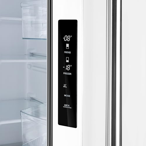 Forno 36'' Espresso Gallipoli French Door Stainless Steel Refrigerator - 17.5 Cu.ft Kitchen Fridge with LED Display and Ice Maker - Frost-free Swing Double Door Fridge with Inverter Compressor, White