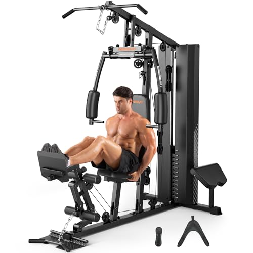 FEIERDUN Home Gym Equipment, Multi-Functional Workout Equipment with 154LBS Weight Stack, for Leg Press, LAT Pull Down, Chest Presses