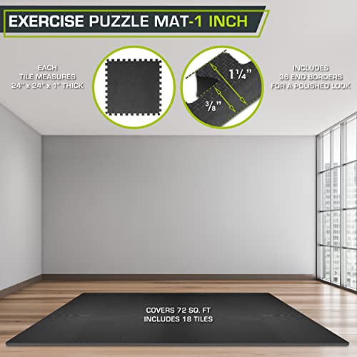 ProsourceFit Extra Thick Puzzle Exercise Mat, EVA Foam Interlocking Tiles for Protective, Cushioned Workout Flooring for Home and Gym Equipment