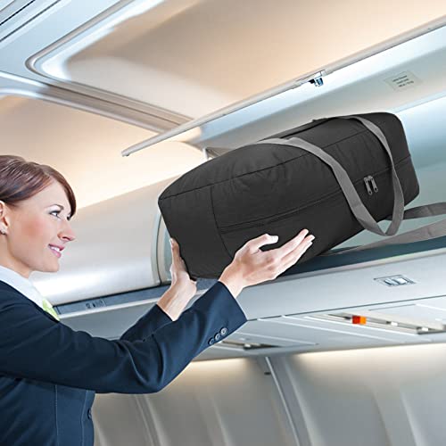 WANDF For Spirit Airlines Personal Item Bag 18x14x8 Travel Duffel Bag Underseat Foldable Carry-on Luggage for Women（A-Black）