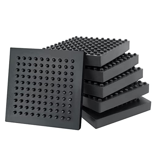 BXI Exercise Equipment Mat - 6 x 6 x 0.8 Inches 6 Pcs Non Slip Noise Reduction Anti Vibration Treadmill Stationary Bike Mats, Heavy Duty Thick Steel Embedded Rubber Pad for Hardwood Floors & Carpet