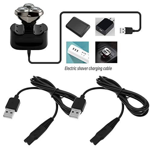 The Lord of the Tools 2Pcs 5V Electric Shaver USB Charger Cable Replacement Compatible with Skull Pitbull Gold PRO Shaver Charger Cord 1m Black