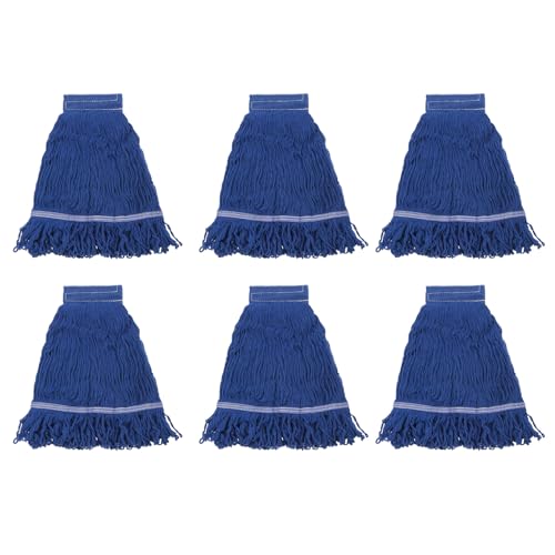 uxcell 6Pcs Commercial Mop Head Replacement, Cotton String Mop Head, Wet Cleaning Mop Head Refills for Home, Industrial Commercial Use, Blue